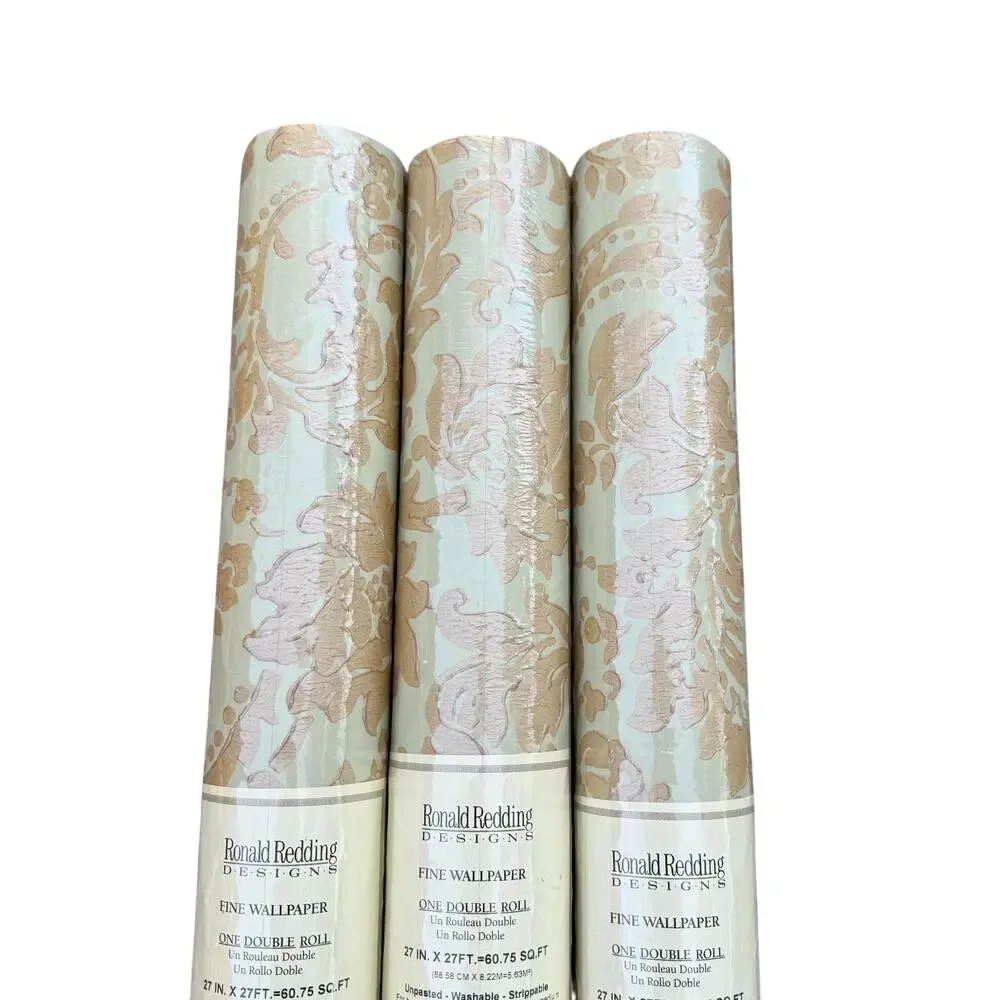 Ronald Redding Designs Fine Wallpaper Damask Gold Washable Style One Roll $153